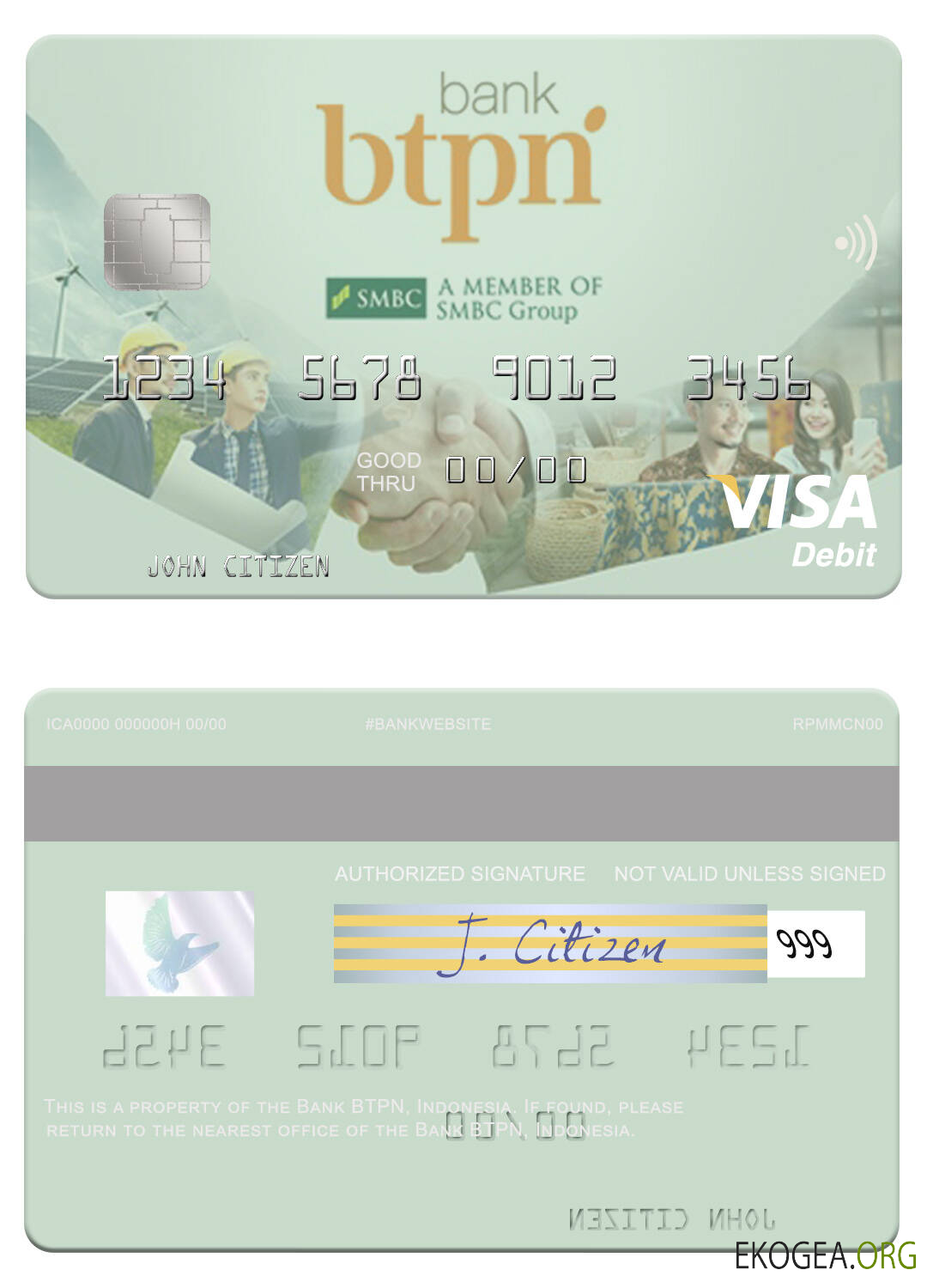 Carte de débit visa BTPN de la banque indonésienne